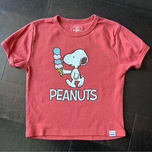 Peanuts Kids Tee in Red with Snoopy Ice Cream Design